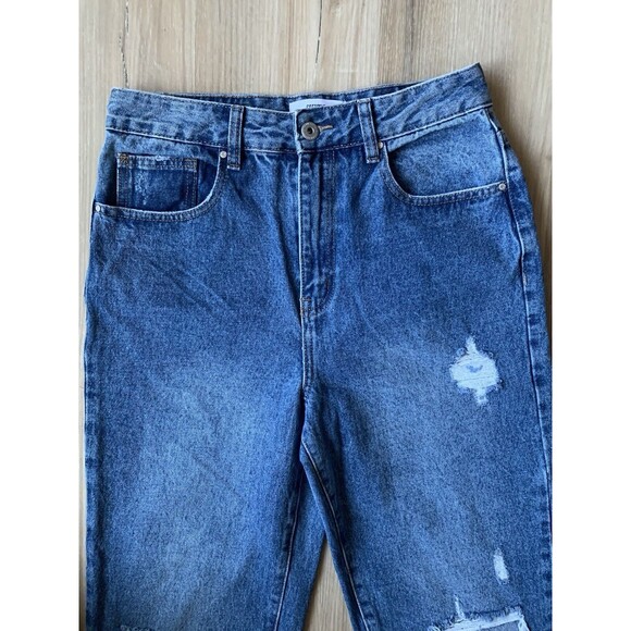 Cotton On Jeans Women’s Sz6 High Waisted 90s Blue Denim Pants Distressed Stretch - Picture 3 of 15